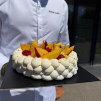 Pavlova pêche vanille